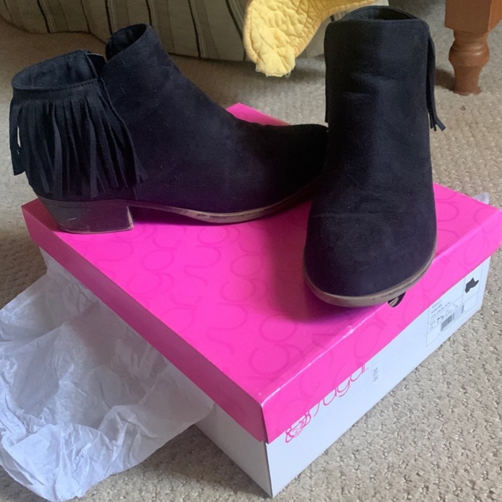 Sugar Brand Fringe Heel Ankle Booties